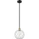 Edison Farmhouse Rope 1 Light 10 inch Black Antique Brass Mini Pendant Ceiling Light in Clear Glass with White Rope