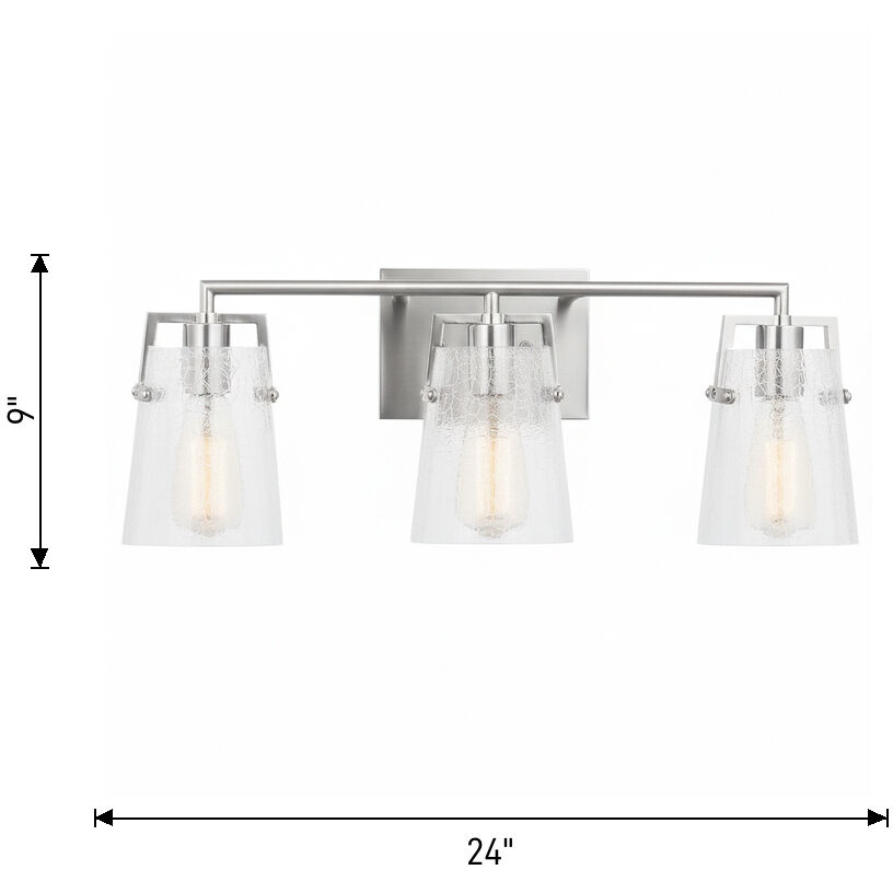 Drew & Jonathan Crofton 3 Light 24 inch Satin Brass Wall Bath Fixture Wall Light in Clear Glass