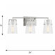 Drew & Jonathan Crofton 3 Light 24 inch Satin Brass Wall Bath Fixture Wall Light in Clear Glass