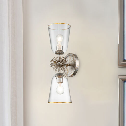 Staring 2 Light 7 inch Silver Leaf Sconce Wall Light