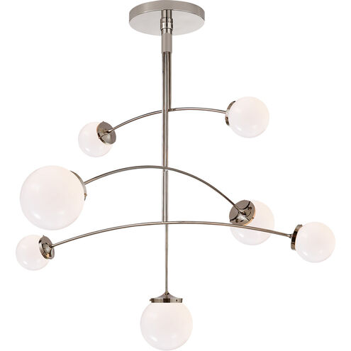 Visual Comfort Signature Collection kate spade new york Prescott 7 Light 55 inch Polished Nickel Mobile Chandelier Ceiling Light in White Glass, Large KS5404PN-WG - Open Box