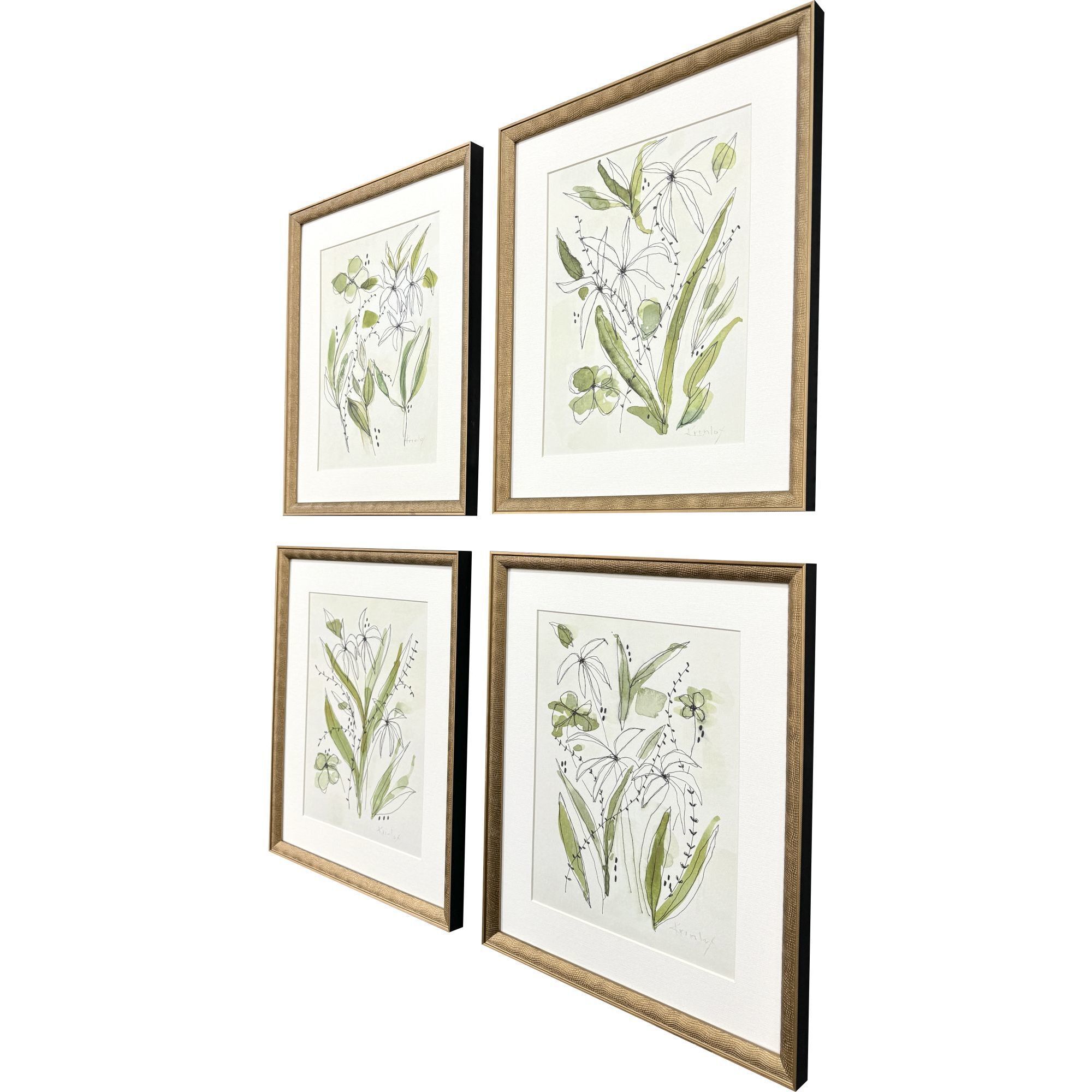 Bliss Green and Beige Framed Art