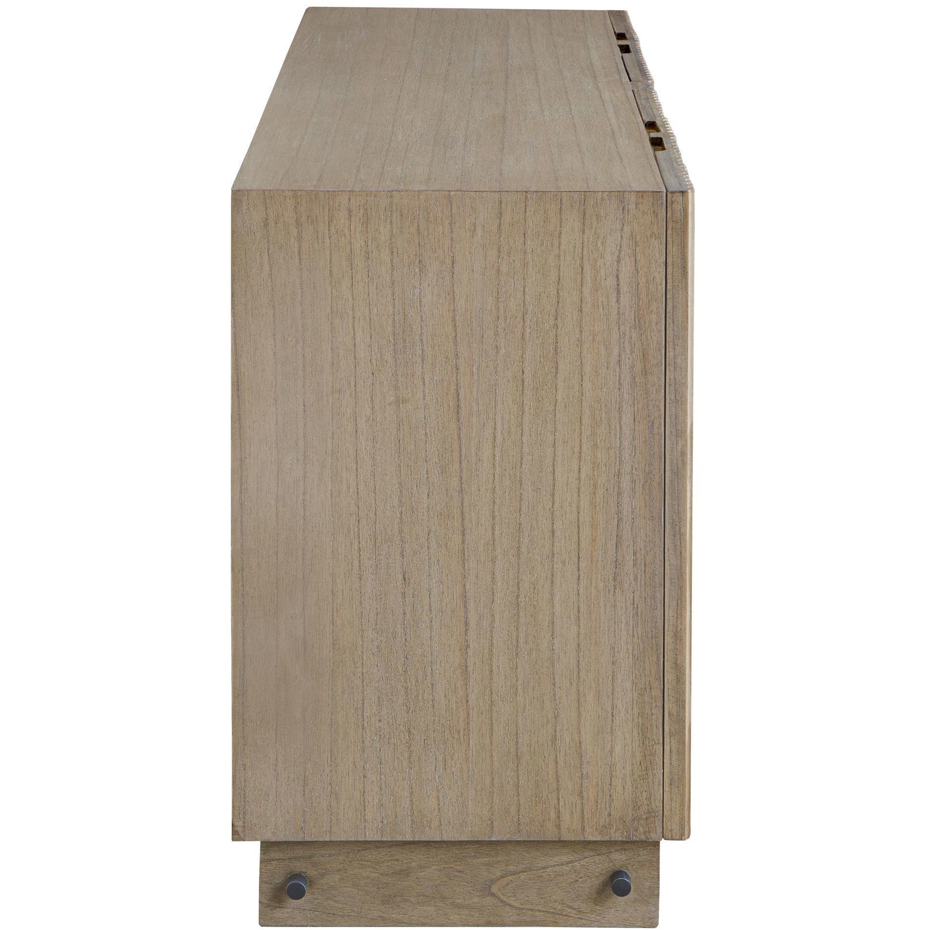 Kellem Black and Natural Wood 4 Door Cabinet