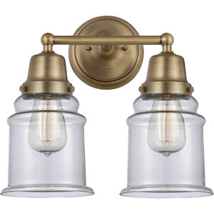 Aditi Canton 2 Light 14 inch Brushed Brass Bath Vanity Light Wall Light in Clear Glass
