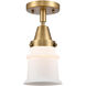 Franklin Restoration Small Canton LED 6 inch Brushed Brass Flush Mount Ceiling Light in Matte White Glass