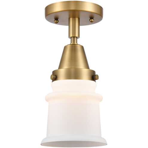 Franklin Restoration Small Canton LED 6 inch Brushed Brass Flush Mount Ceiling Light in Matte White Glass