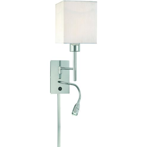 George's Reading Room 10.25 inch 9.00 watt Chrome Swing Arm Wall Lamp Wall Light, with Reading Lamp