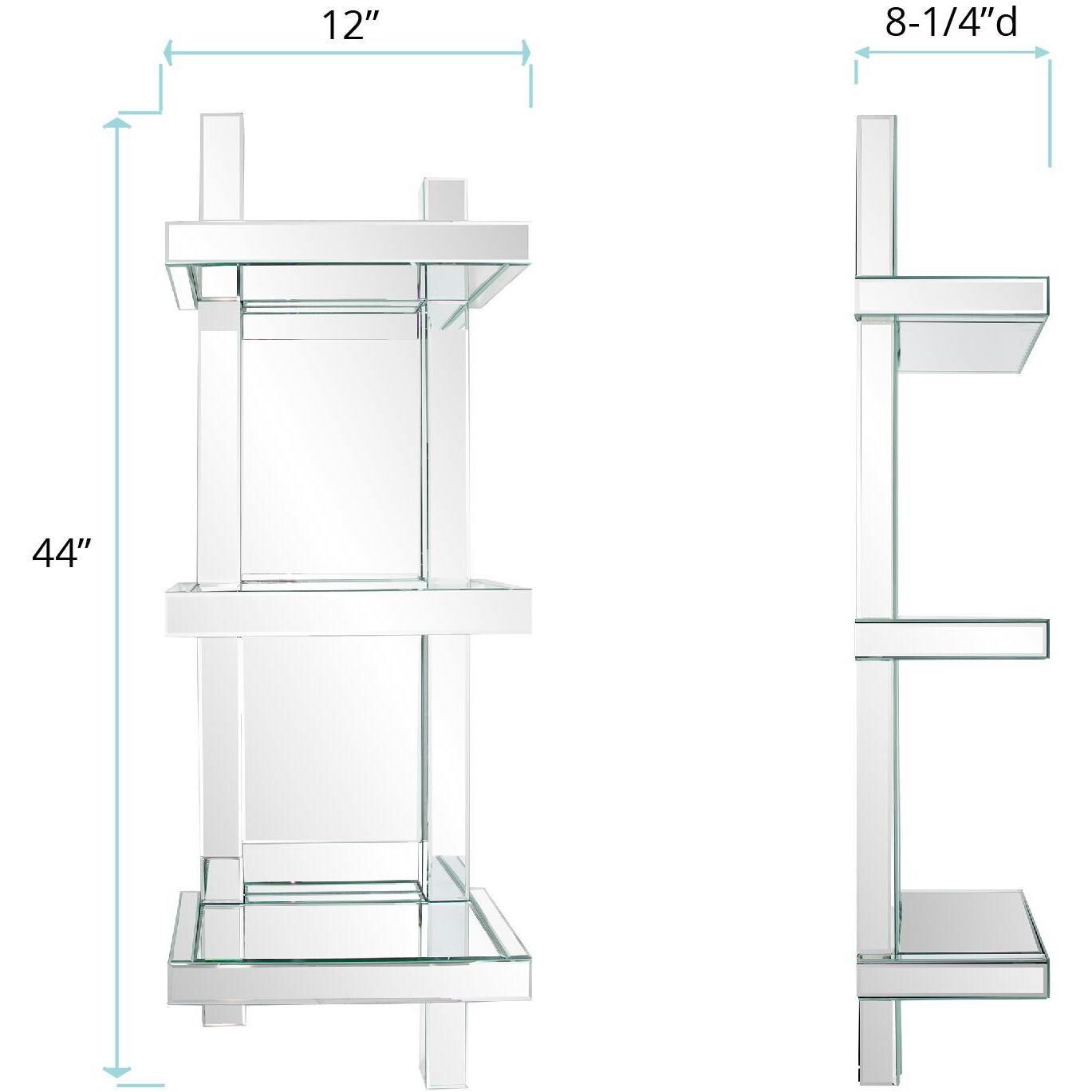 Trellis 12 inch Clear Mirrored Wall Shelf