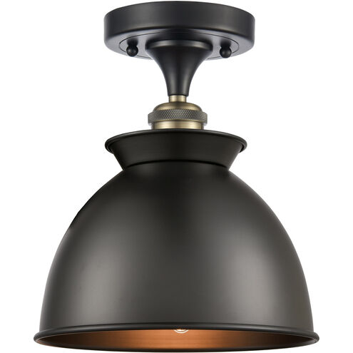 Ballston Adirondack LED 9 inch Polished Chrome Semi-Flush Mount Ceiling Light in Matte Black, Ballston