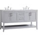 Aubrey 60 X 22 X 34 inch Grey and Brushed Nickel with Calacatta Quartz Vanity Sink Set