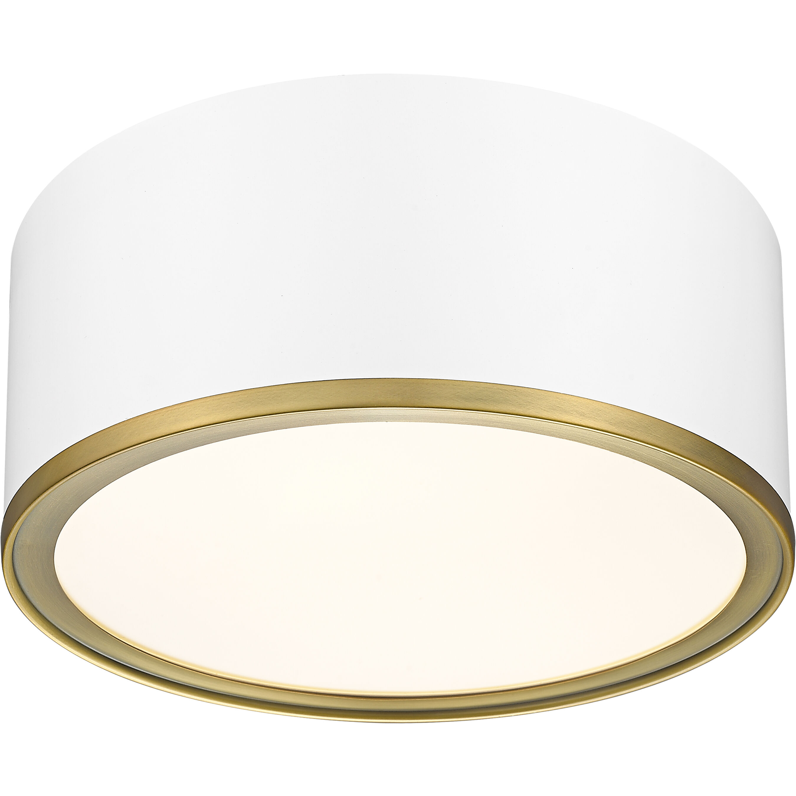 Arlo 2 Light 12.25 inch Matte White and Rubbed Brass Flush Mount Ceiling Light