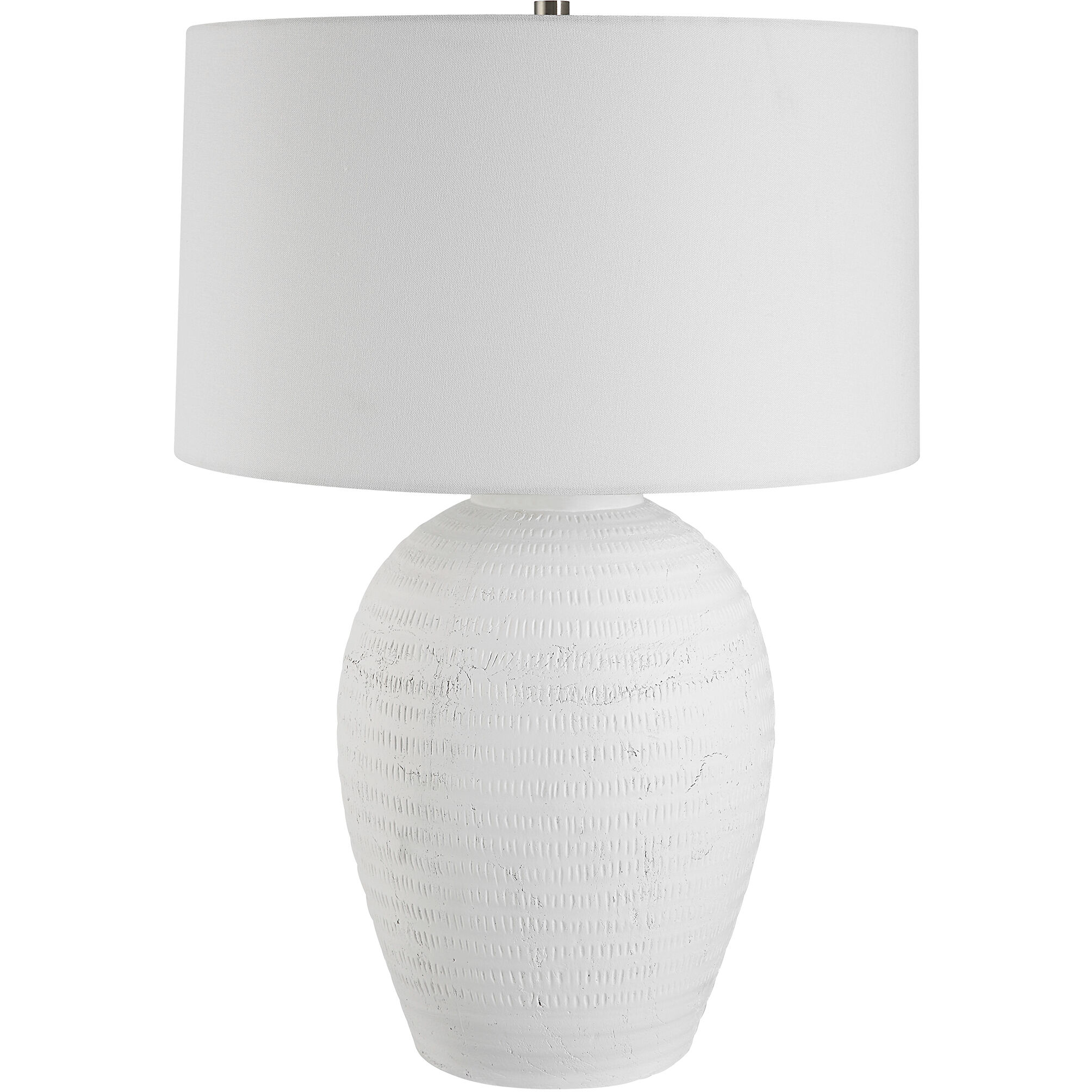 Reyna 28.5 inch 150.00 watt Chalk White Glaze and Brushed Nickel Table Lamp Portable Light
