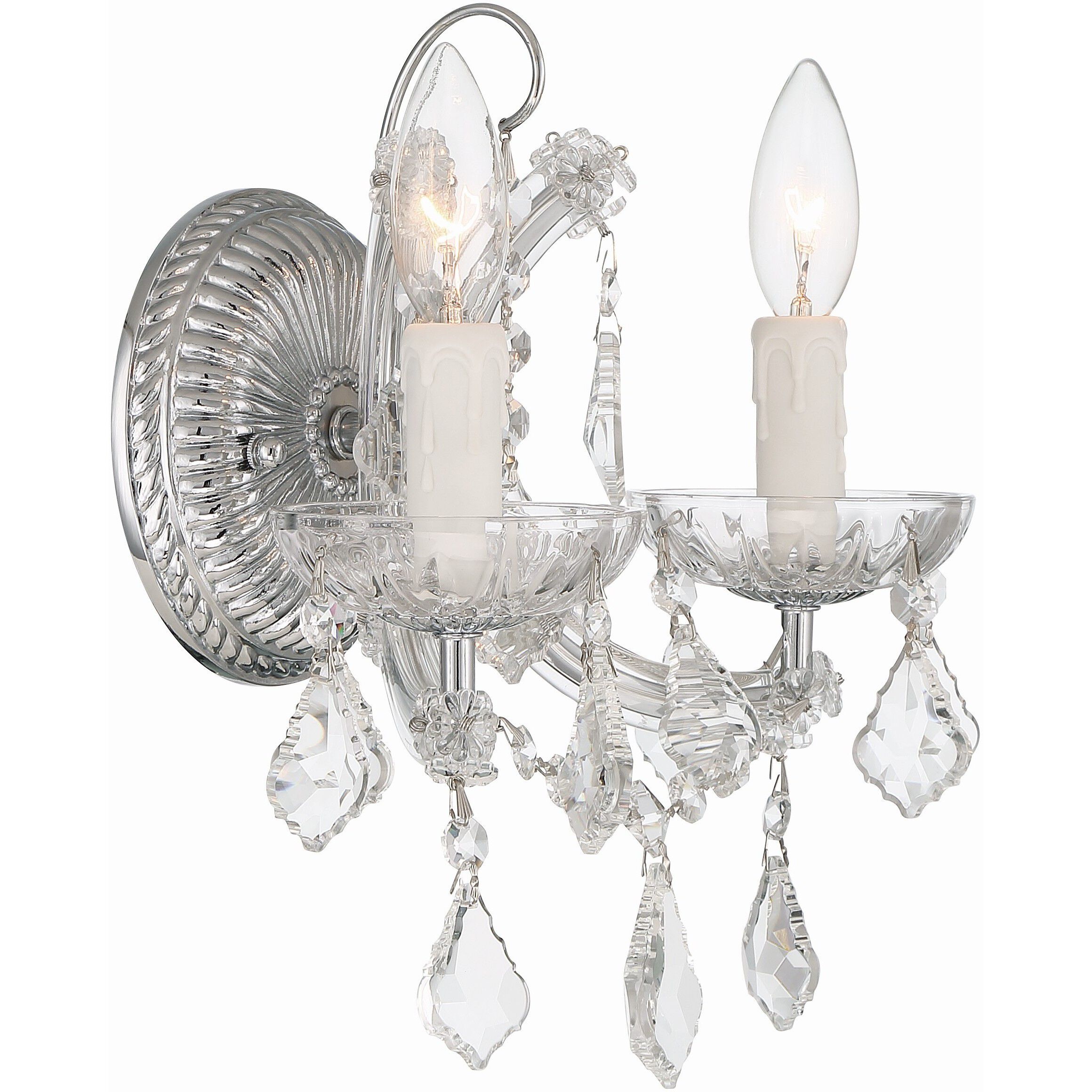 Maria Theresa Sconce Wall Light in Clear Swarovski Strass, Polished Chrome