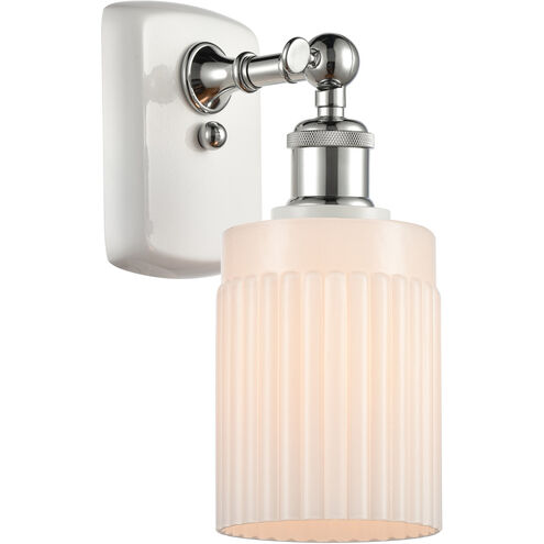 Ballston Hadley LED 5 inch White and Polished Chrome Sconce Wall Light in Matte White Glass, Ballston