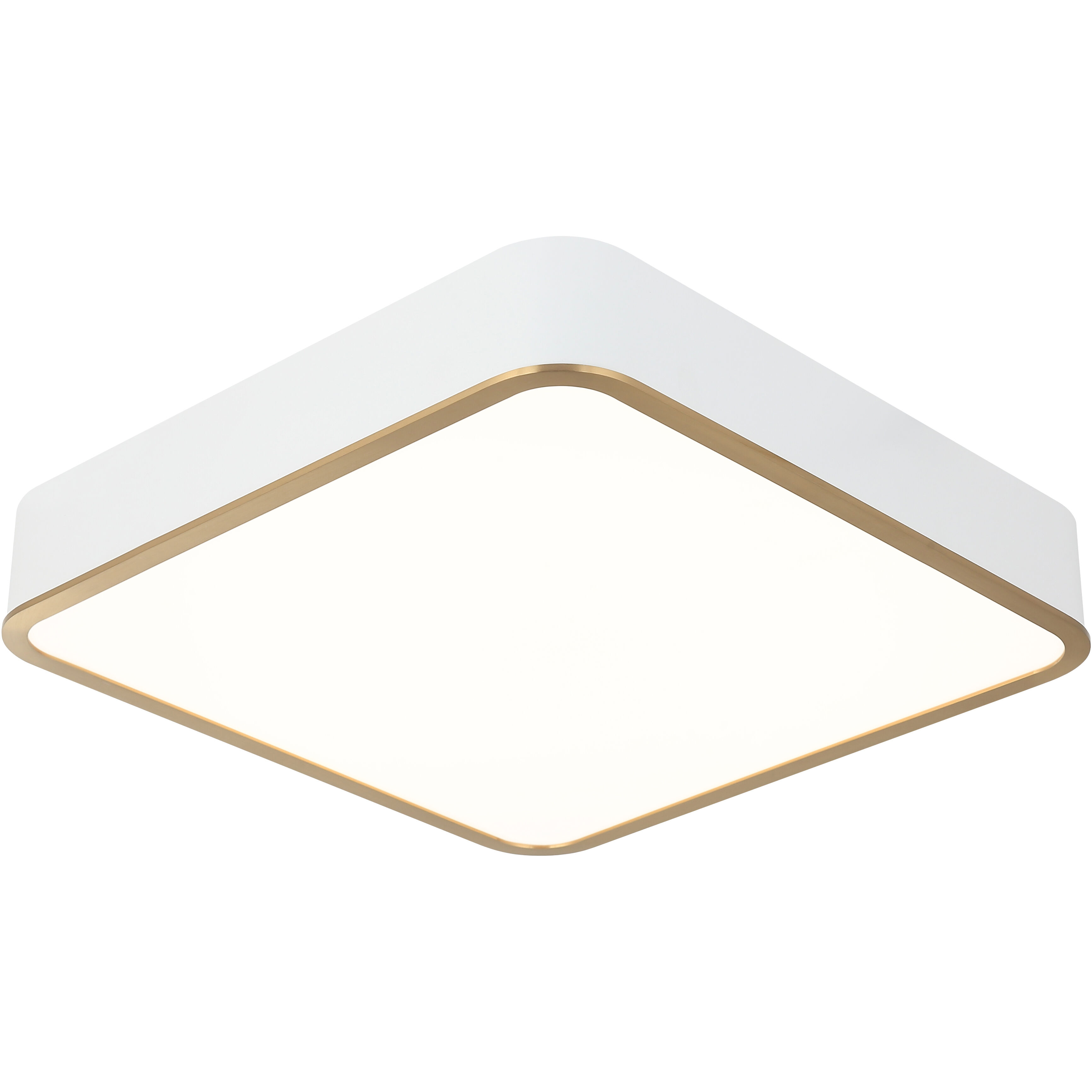 Ainslay LED 15 inch White and Aged Gold Brass Flush Mount Ceiling Light