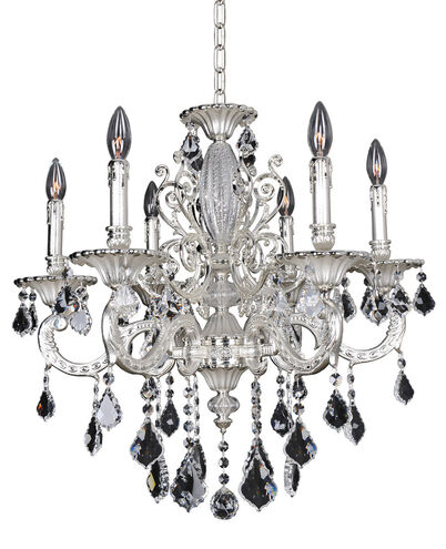 Cassella 6 Light 25 inch Two-Tone Silver Chandelier Ceiling Light in Swarovski Elements Clear