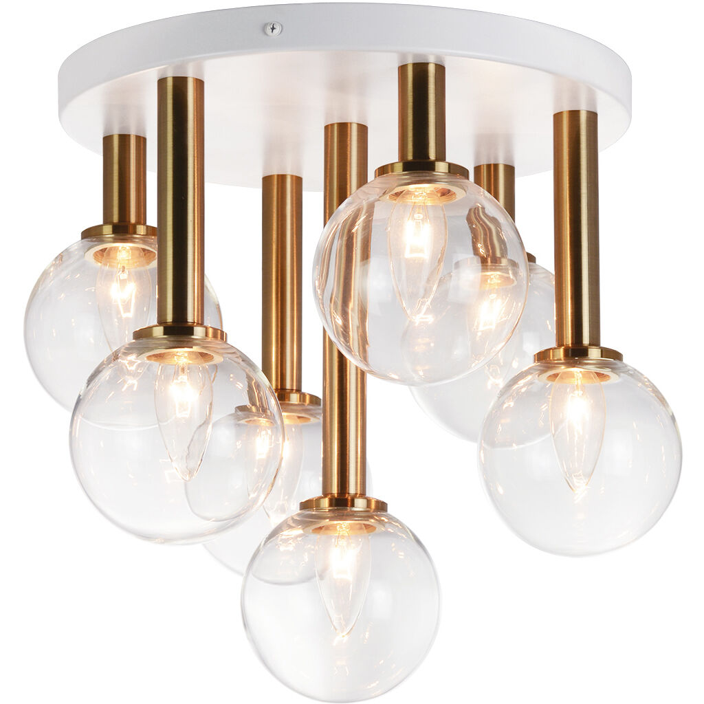 Stellar 7 Light 14.63 inch Aged Gold Brass Flush Mount Ceiling Light in Aged Gold Brass and Clear