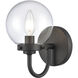 Fairbanks Sconce Wall Light in Clear Glass, Matte Black