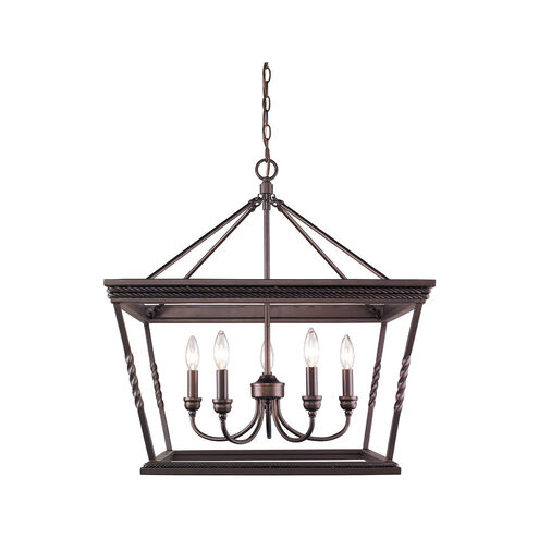 Davenport 5 Light 24 inch Etruscan Bronze Chandelier Ceiling Light