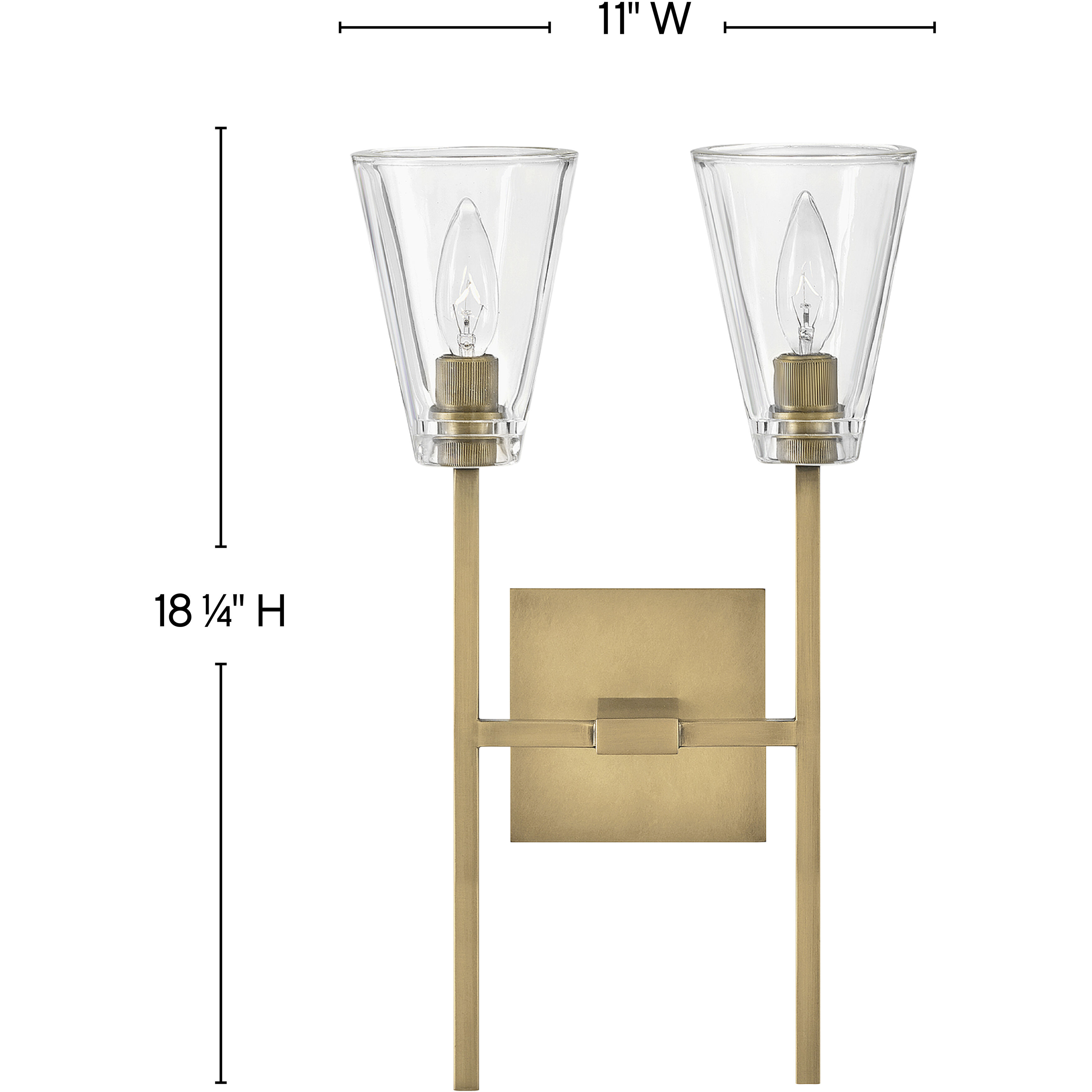 Auden 2 Light 11 inch Heritage Brass Vanity Light Wall Light