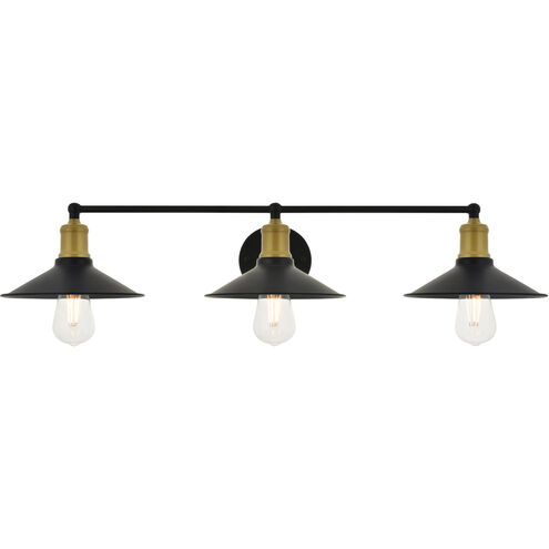 Etude 3 Light 33 inch Brass and Black Wall Sconce Wall Light