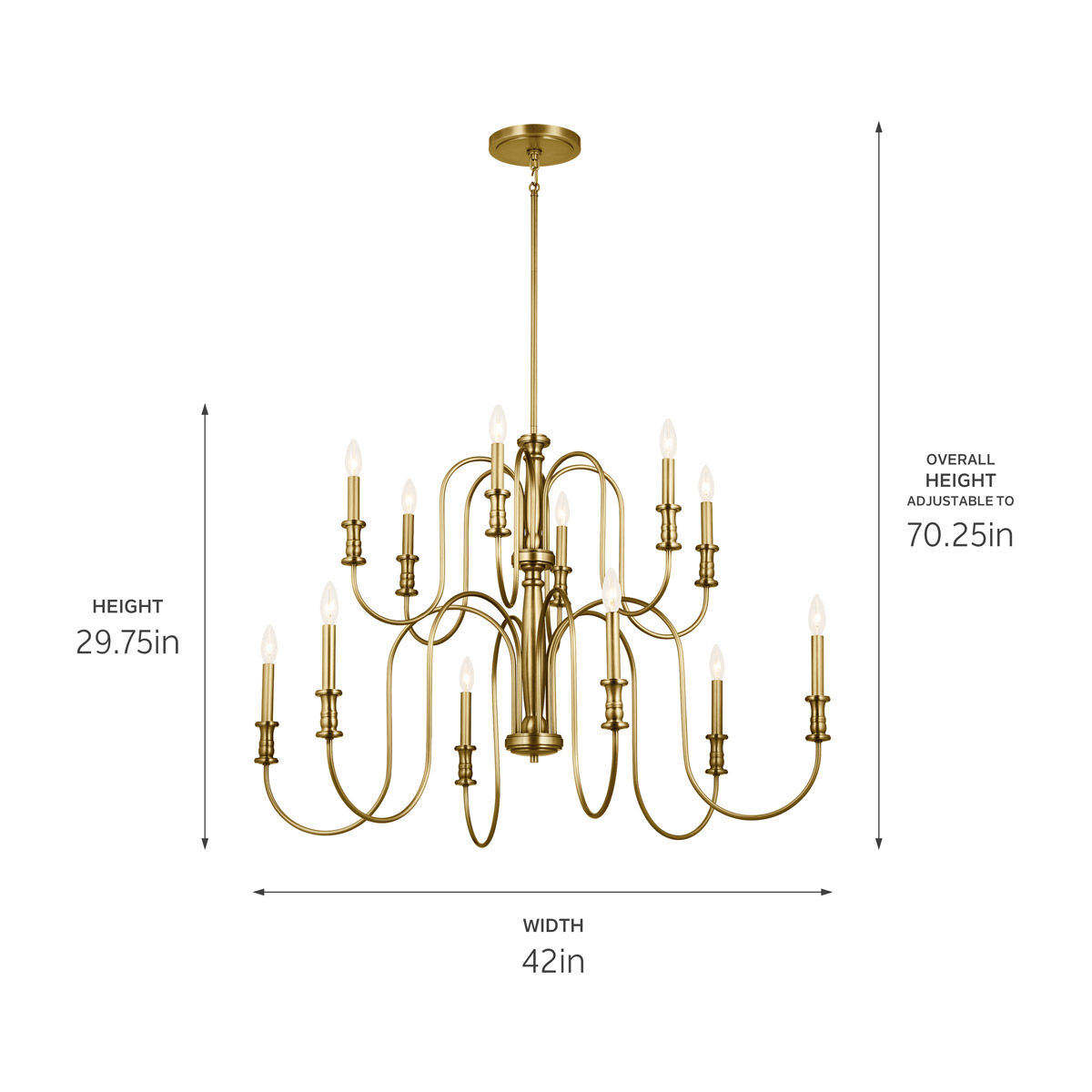 Homestead Karthe 12 Light 42 inch Natural Brass Chandelier Ceiling Light, Karthe