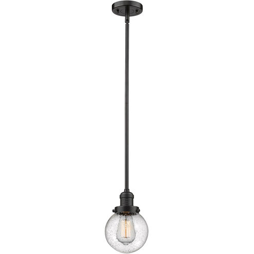 Franklin Restoration Beacon LED 6 inch Oil Rubbed Bronze Mini Pendant Ceiling Light in Seedy Glass, Franklin Restoration