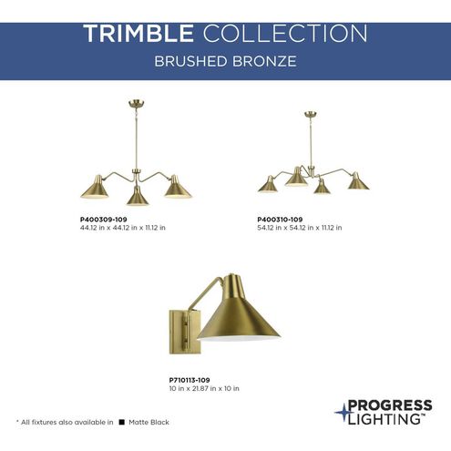 Trimble 1 Light 10 inch Brushed Bronze Wall Bracket Wall Light, Design Series