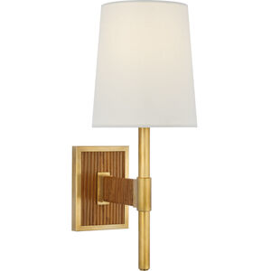 Suzanne Kasler Elle LED 5.75 inch Hand-Rubbed Antique Brass and Dark Rattan Single Sconce Wall Light, Small