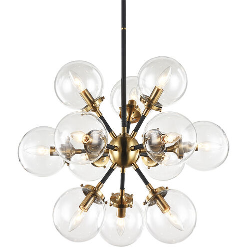 Soleil 12 Light 25 inch Aged Gold Brass Chandelier Ceiling Light in Aged Gold Brass and Clear