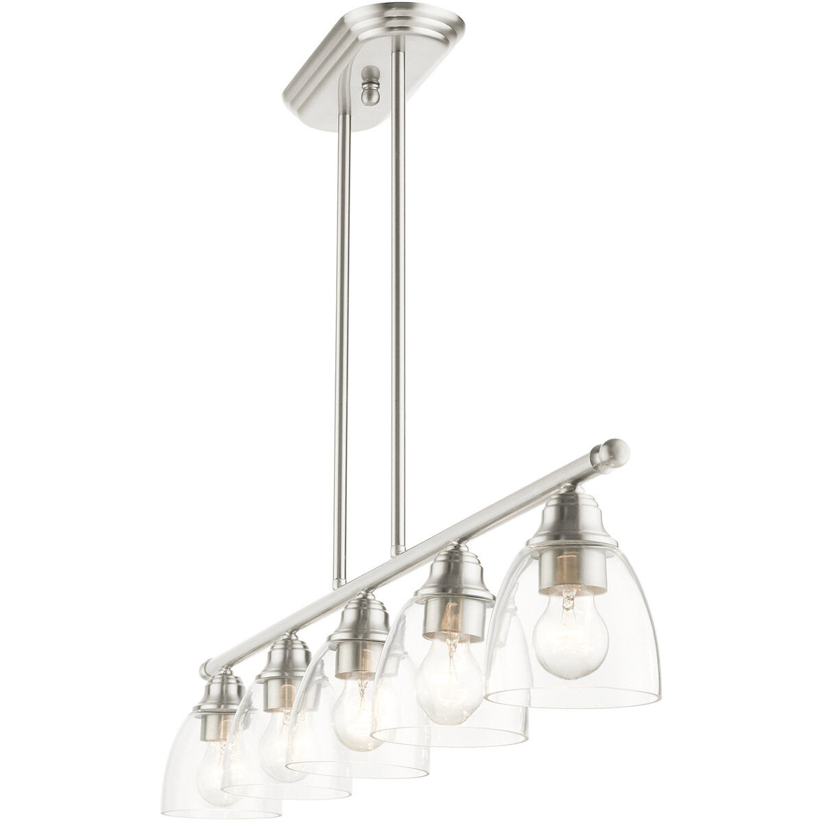 Montgomery 5 Light 45 inch Brushed Nickel Linear Chandelier Ceiling Light
