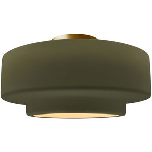Radiance 1 Light 16.5 inch Matte Green and Brushed Brass Semi Flush Ceiling Light
