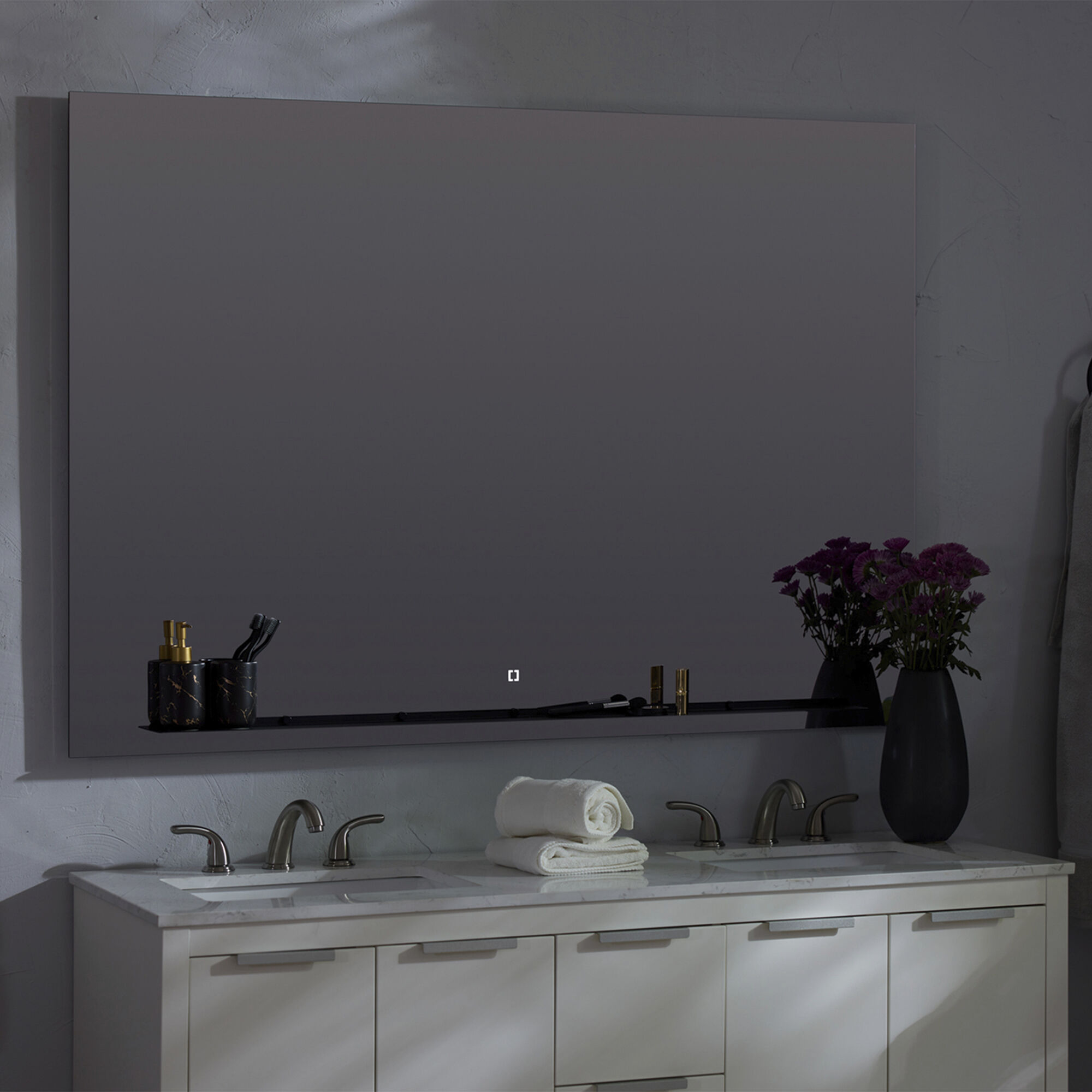 Skylight 36 X 36 inch Black LED Lighted Mirror, Vanita by Oxygen