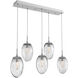 Meteo LED LED Classic Silver Linear Pendant Ceiling Light in 3000K LED, Geo Inner - Clear Outer, Multi-Pendant