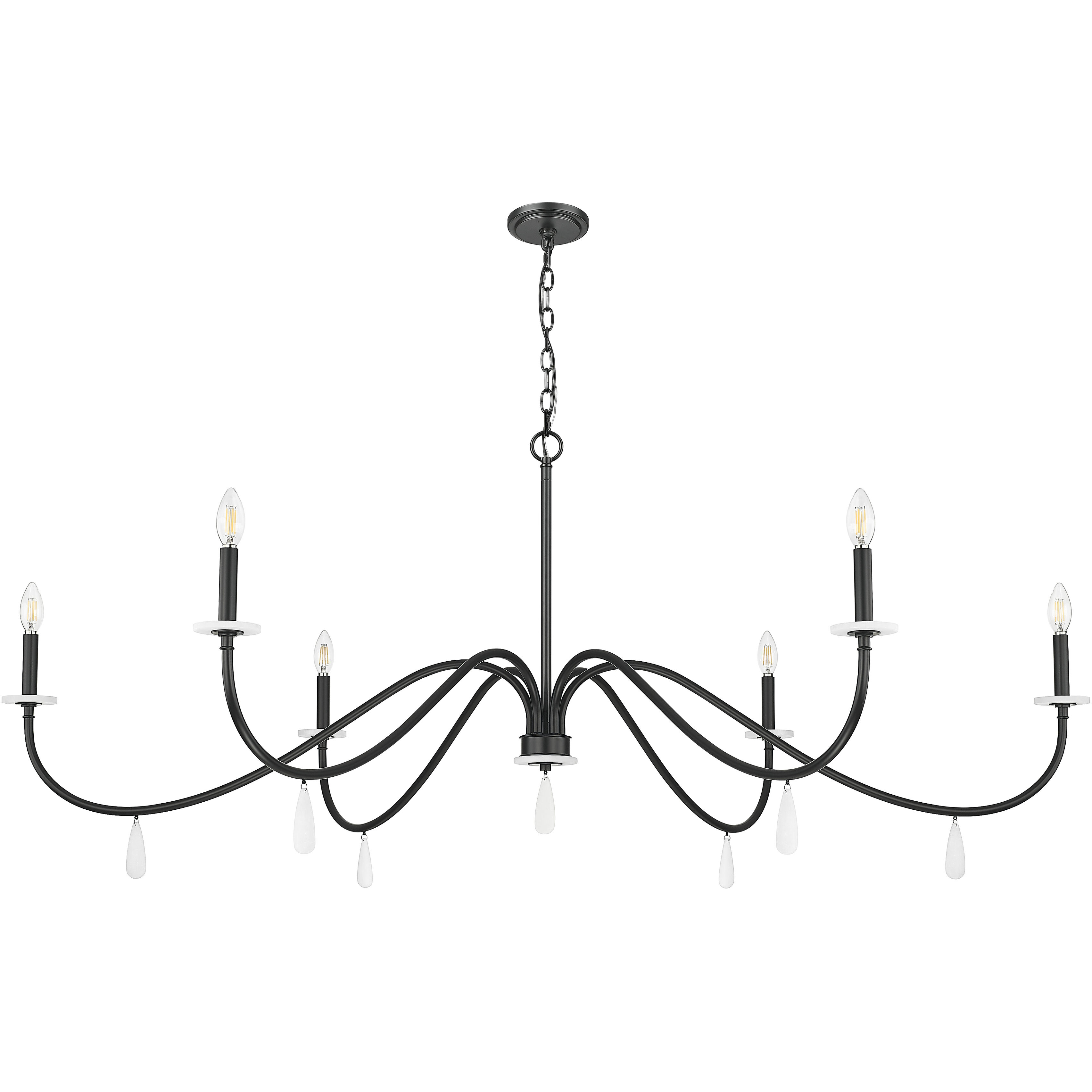 Toussant 6 Light 63 inch Matte Black Chandelier Ceiling Light