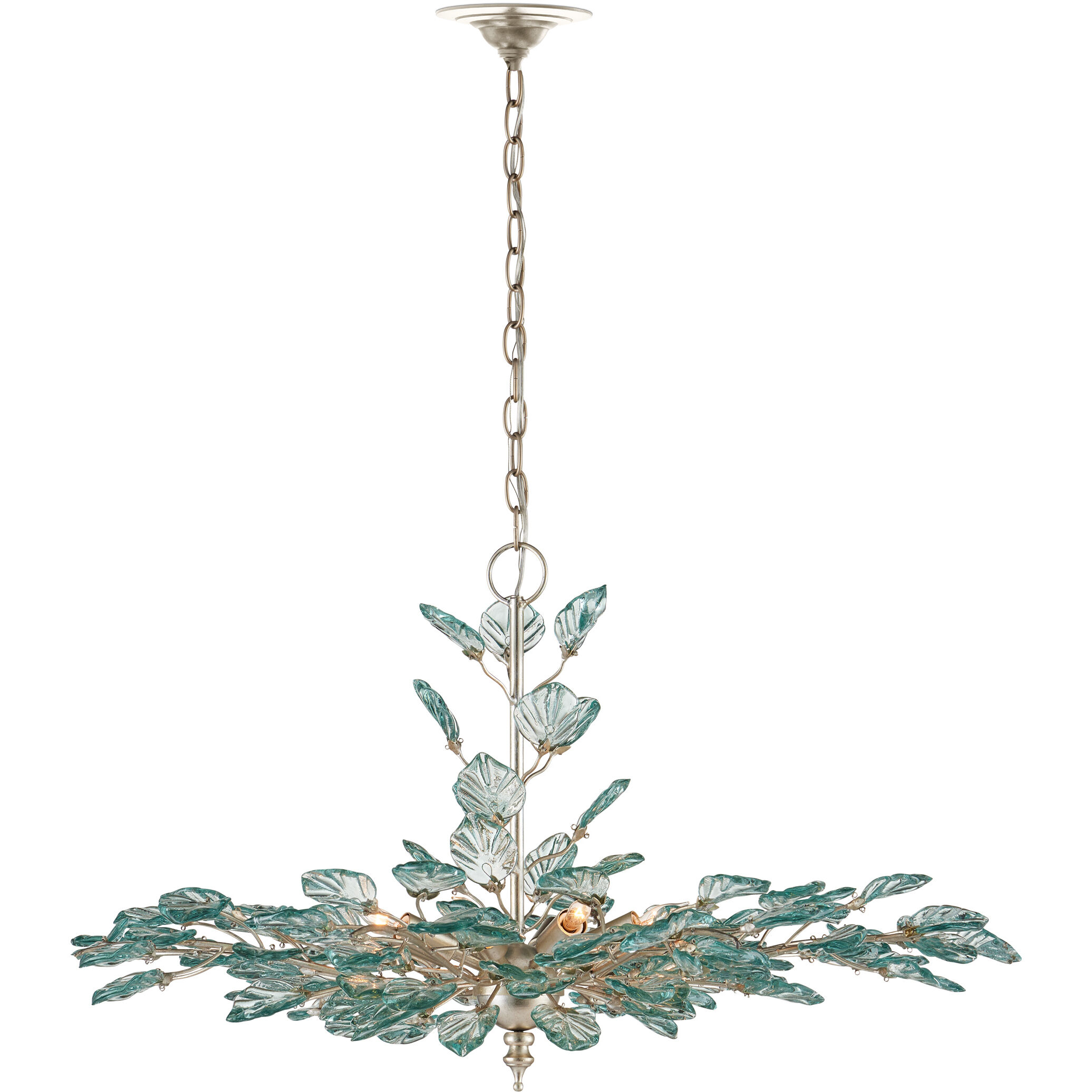 Baobab 8 Light 36 inch Clear/Contemporary Silver Leaf/Contemporary Silver Chandelier Ceiling Light, Medium