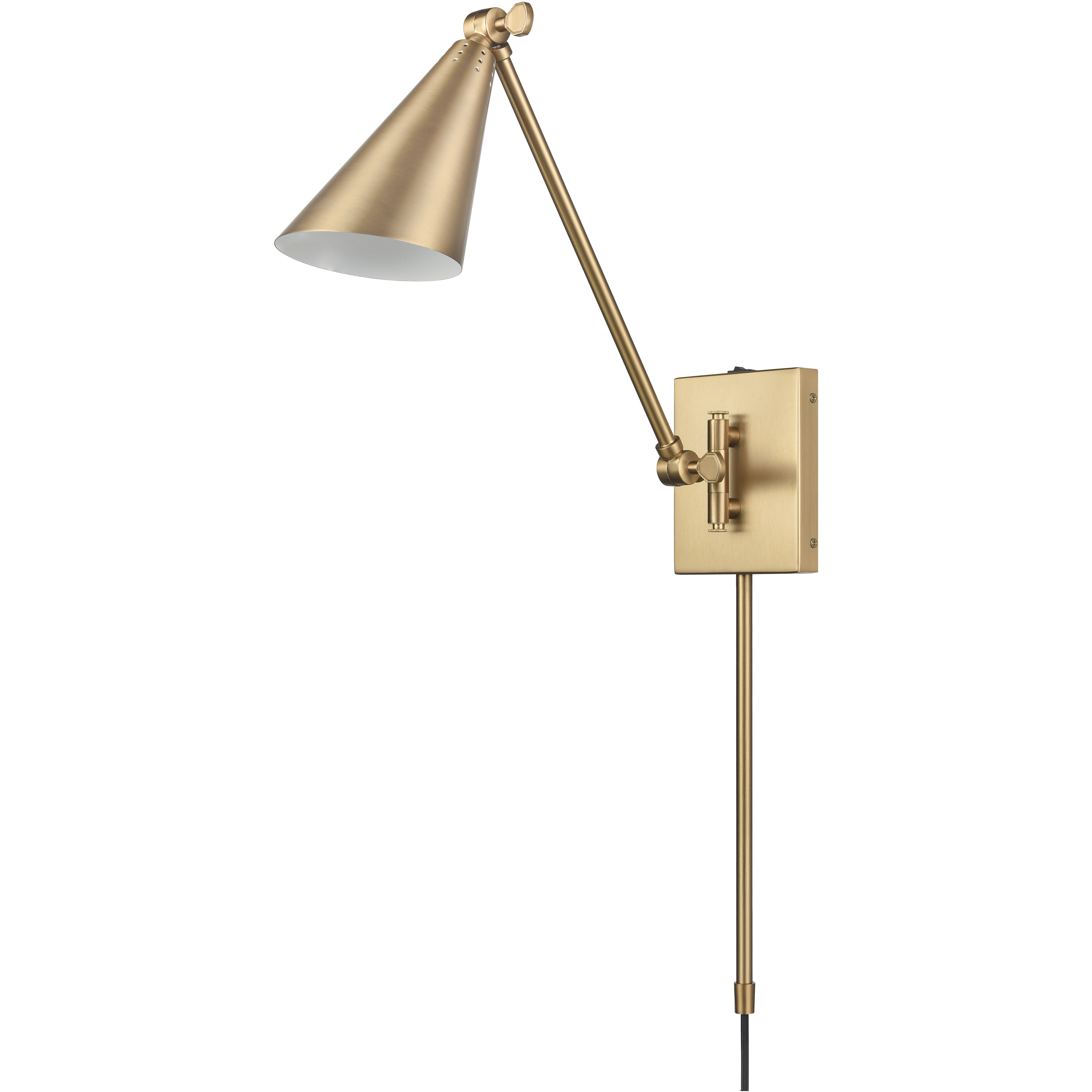 Whitmire 17.75 inch 60 watt Brushed Gold Swingarm Sconce Wall Light, Plug-In/Hardwire