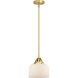 Nouveau 2 Bell 1 Light 8 inch Satin Gold Mini Pendant Ceiling Light in Incandescent, Matte White