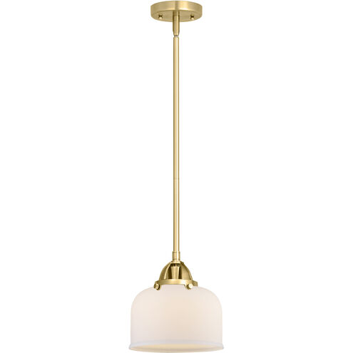 Nouveau 2 Bell 1 Light 8 inch Satin Gold Mini Pendant Ceiling Light in Incandescent, Matte White