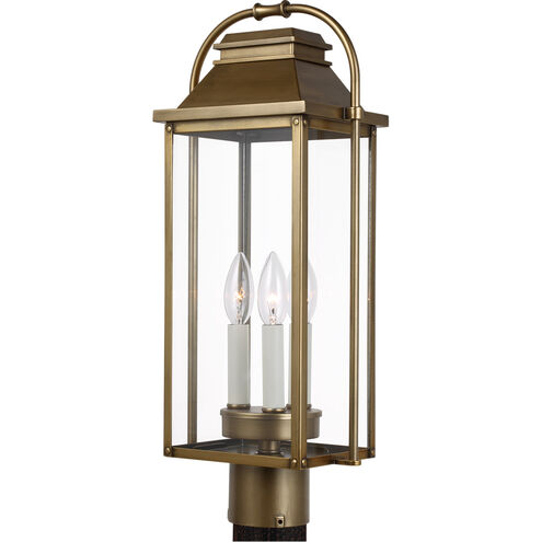 Sean Lavin Wellsworth 3 Light 20.75 inch Painted Distressed Brass Outdoor Post Lantern