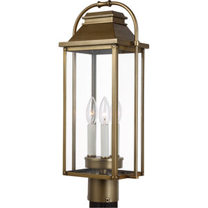 Sean Lavin Wellsworth 3 Light 20.75 inch Painted Distressed Brass Outdoor Post Lantern