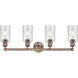 Clymer 4 Light 30.88 inch Antique Copper Bath Vanity Light Wall Light in Seedy Glass