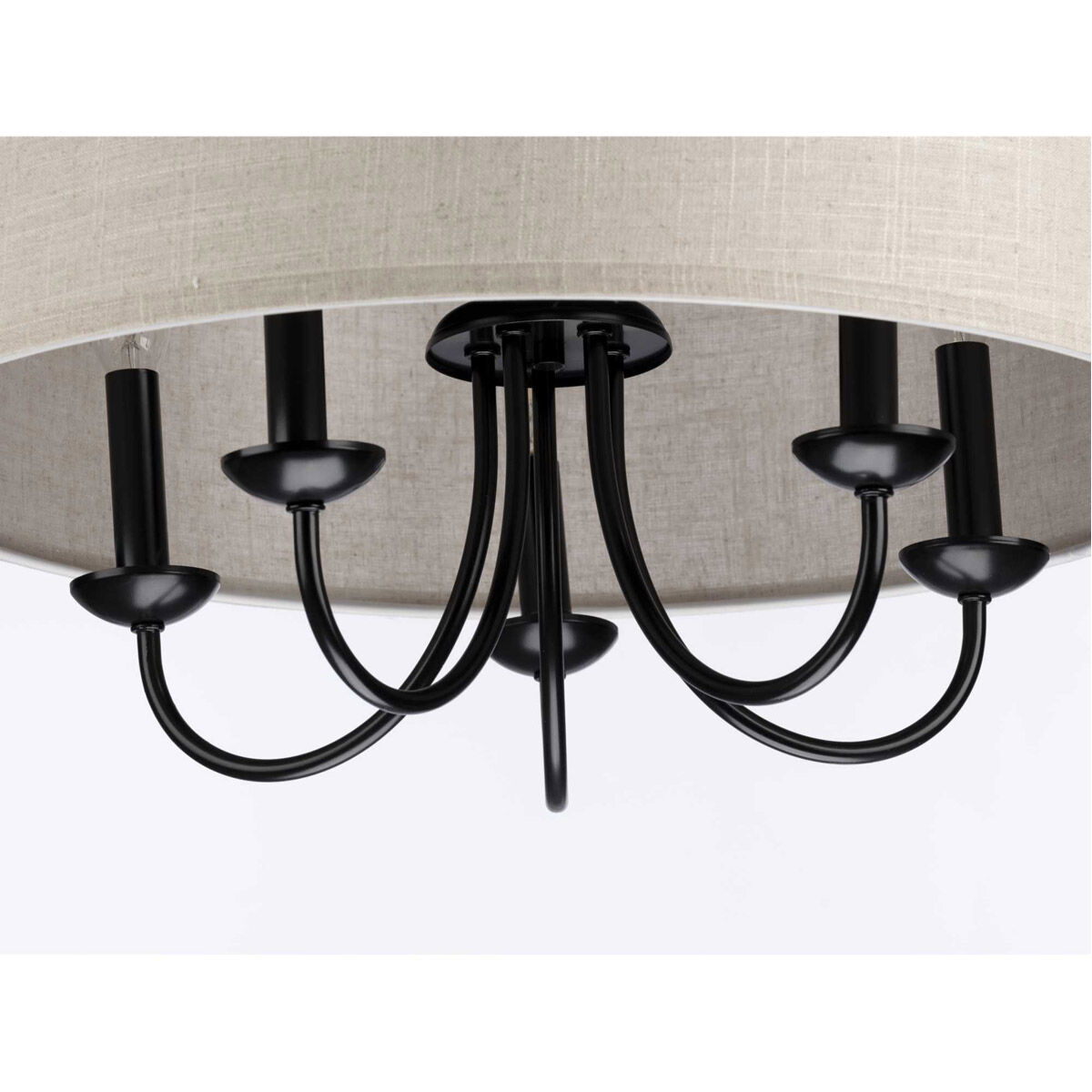 Drum Shade 5 Light 22 inch Matte Black Chandelier Ceiling Light