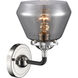 Nouveau Fulton 1 Light 7 inch Black Polished Nickel Sconce Wall Light in Plated Smoke Glass, Nouveau