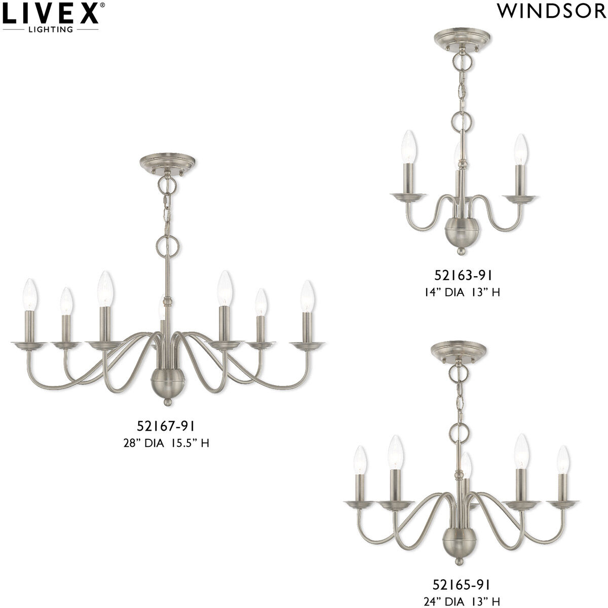 Windsor 5 Light 24 inch Brushed Nickel Chandelier Ceiling Light