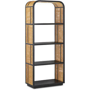 Anisa 76 X 31 inch Caviar Black and Natural Etagere