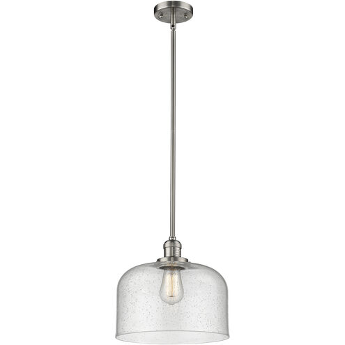 Franklin Restoration Bell 1 Light 12 inch Brushed Satin Nickel Mini Pendant Ceiling Light in Incandescent, Seedy, Franklin Restoration