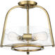 Dash 3 Light 16 inch Warm Brass Semi-Flush Ceiling Light
