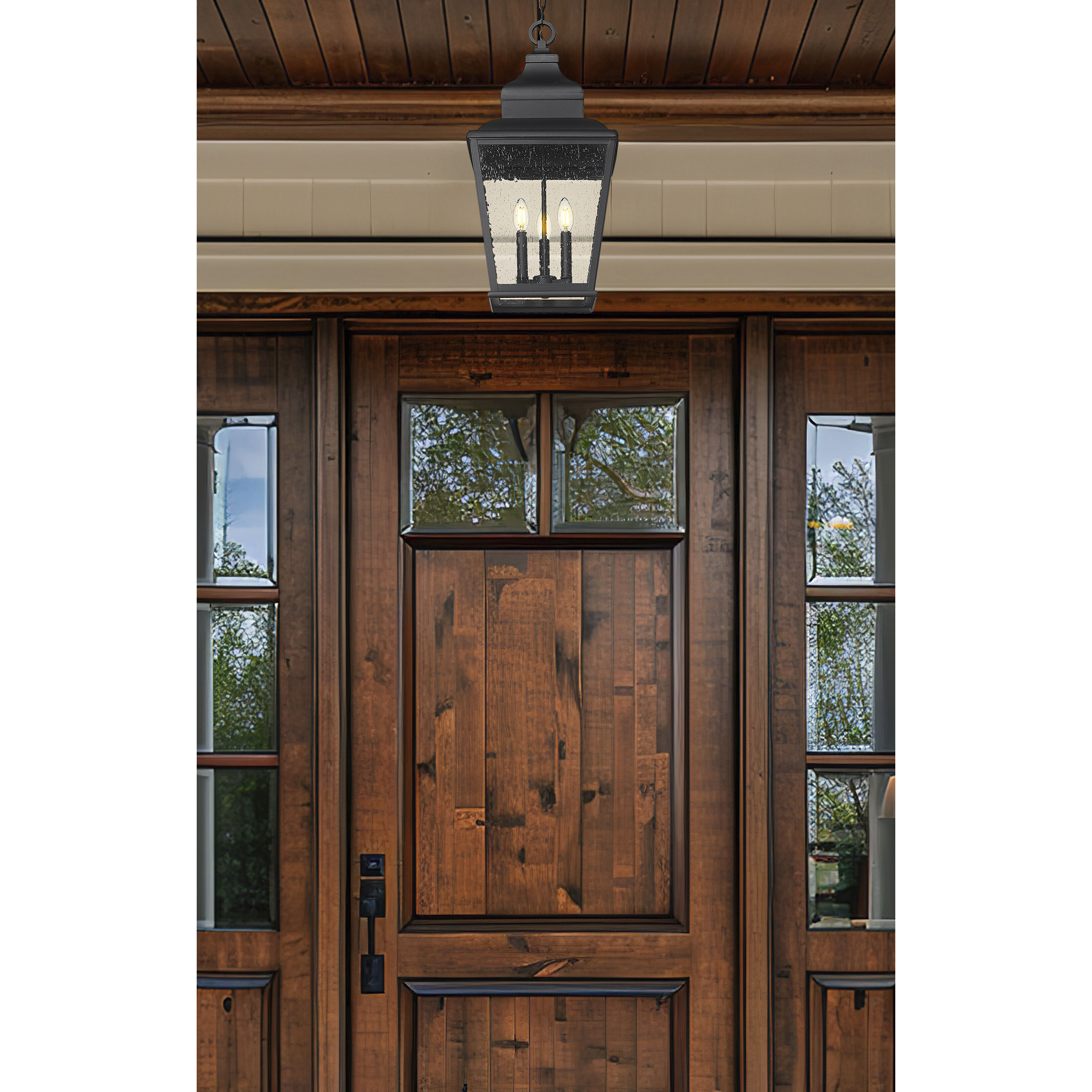 Raphael 3 Light 12 inch Sand Black Outdoor Chain Mount Ceiling Fixture in Soft Sand Black