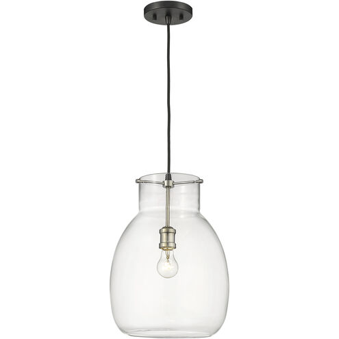 Bella 1 Light 12 inch Matte Black and Brushed Nickel Pendant Ceiling Light